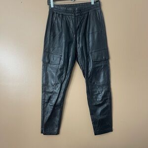 Zara Faux Leather Dark Cargo Pants size small